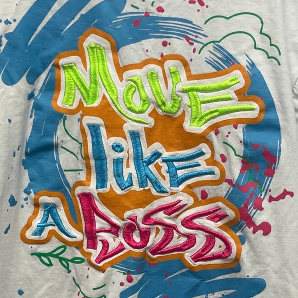 Switch Move Like A Boss Kids Large Embroidered 100% Cotton Crew Neck Tee Shirt - Picture 2 of 4